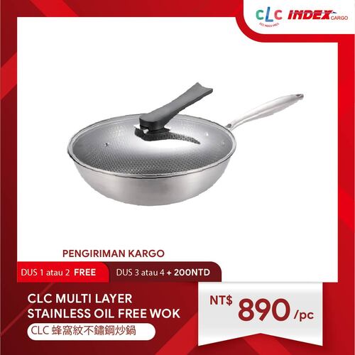 CLC MULTILAYER STAINLESS OIL FREE WOK 32cm